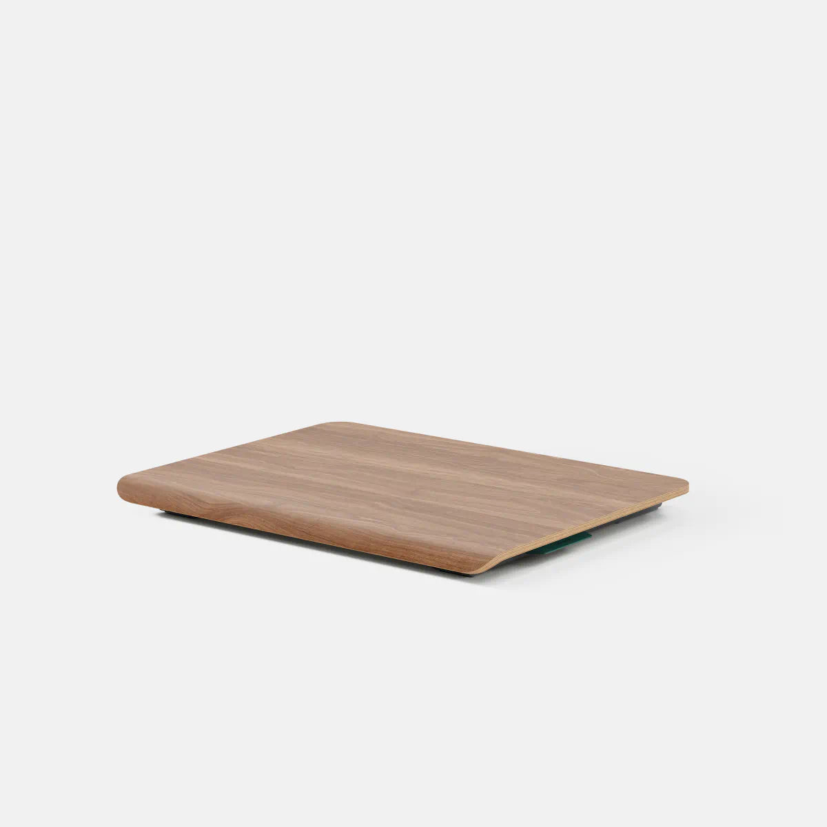 Branch Desk Riser in the Walnut finish, shown collapsed without the optional shelf