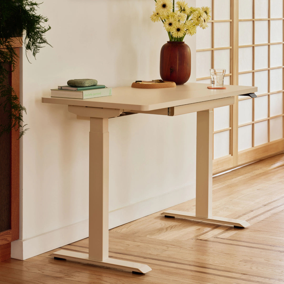 Representative Branch Duo manufacturer gallery view showing an Eggshell-toned top and light-finish frame; the gallery does not identify the exact leg color or selected 36 × 24 size.