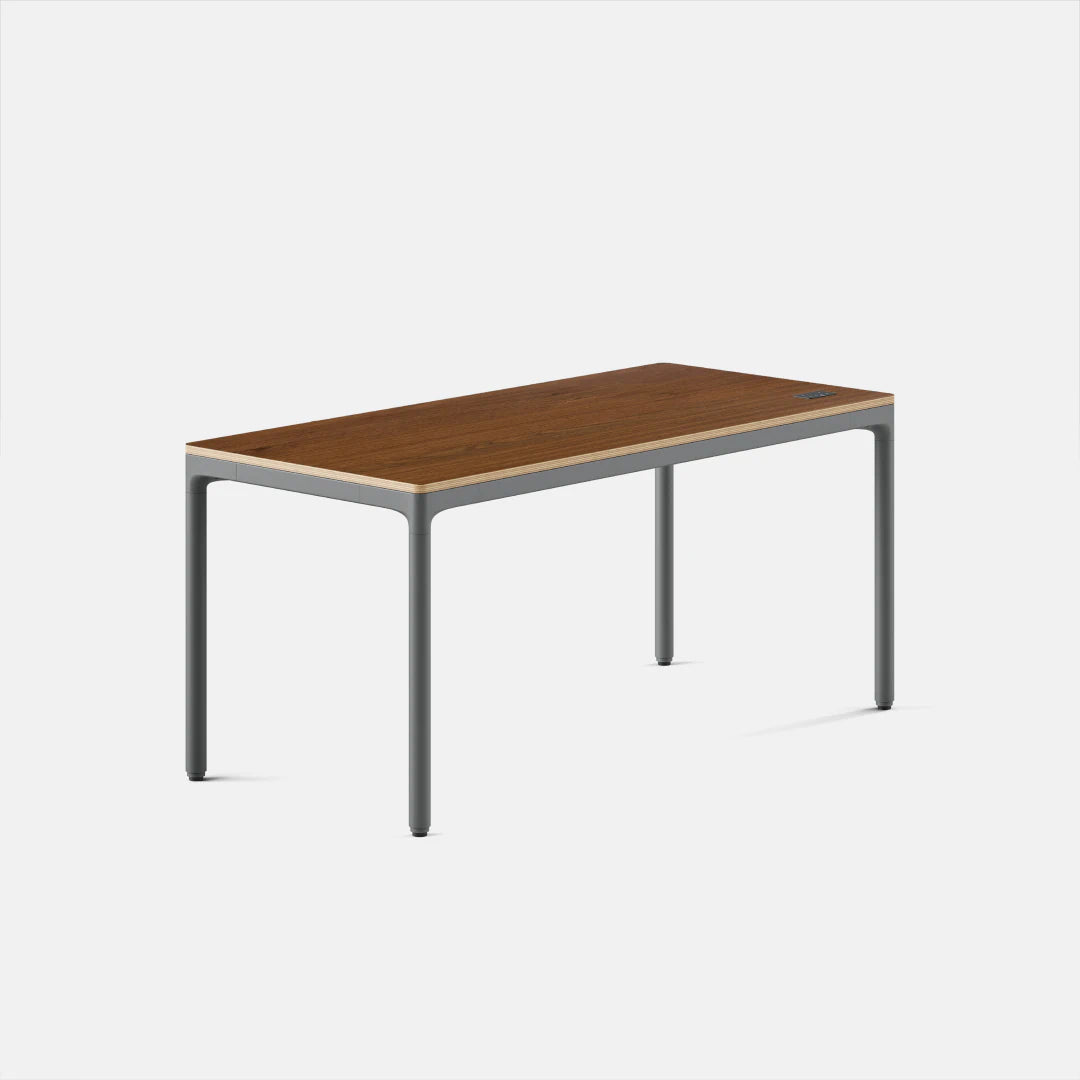 Branch Four Leg Standing Desk, Cognac Oak top and Carbon legs, 59 inches x 27 inches configuration.