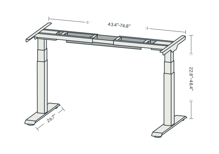 FlexiSpot E7 two-leg adjustable desk frame, shown without a desktop