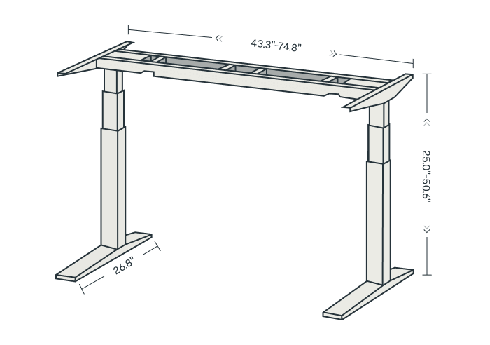 FlexiSpot E7 Pro two-leg frame illustration, without a desktop
