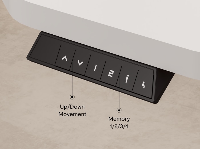 FlexiSpot E2 Standing Nail Desk controller illustration; the complete desk is not shown.