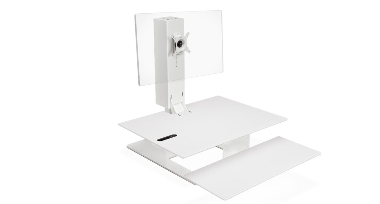 UPLIFT E7 UDA115-A converter with the selected White Eco surface, white base and single white monitor mount