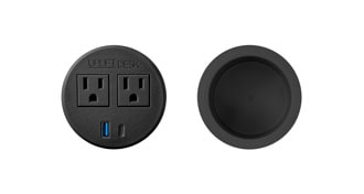 UPLIFT selector illustration of one black fixed PDC019 Power Grommet and one separate black ACC059 Storage Grommet
