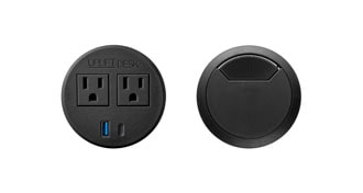 UPLIFT selector image of one black Power Grommet with USB and one black grommet cover
