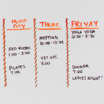UPLIFT selector image of the nominal 48 by 30 inch Whiteboard Laminate desktop with temporary notes written on the surface; top only, not the complete pneumatic desk