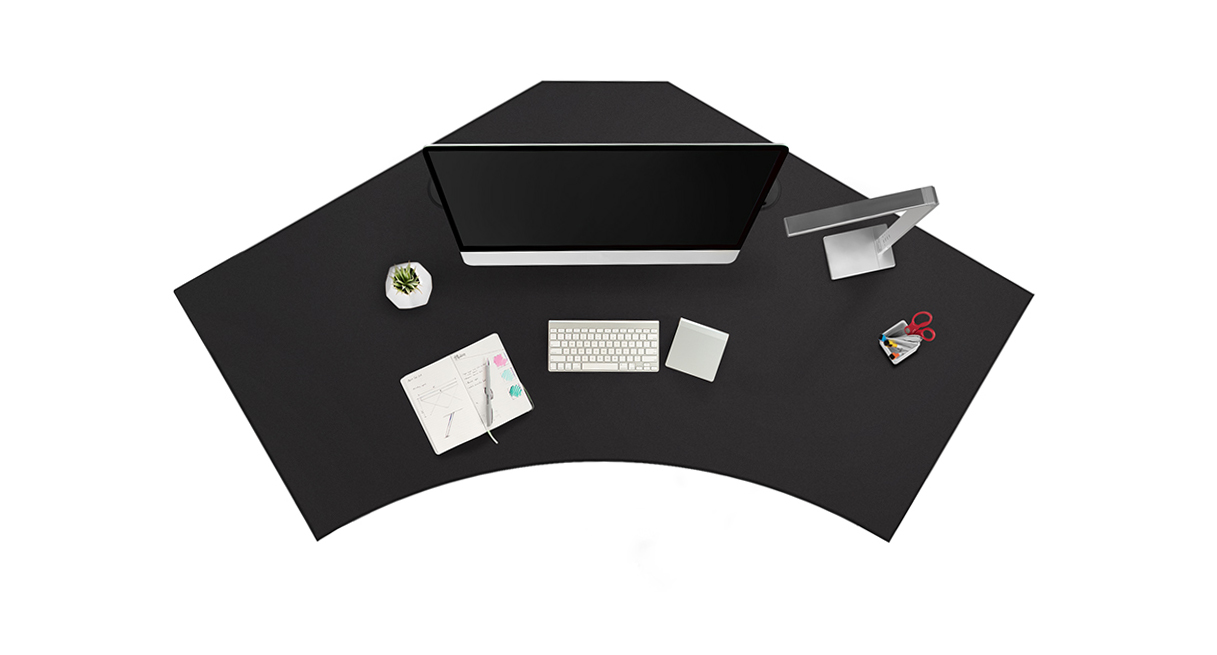 UPLIFT UPL120 Black Laminate 120-degree desktop overhead; selected V3 frame, FRM066 angled keypad and PDC019 modules are not shown