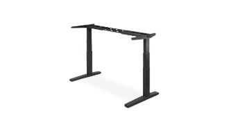 UPLIFT V3 black two-leg C-frame with 24-inch feet, shown without a desktop