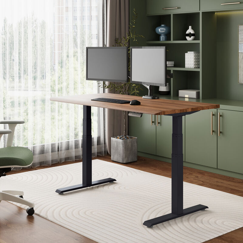 Vari Vari Solid Wood Electric Standing Desk 60x30 with Heritage Walnut/Black top and frame
