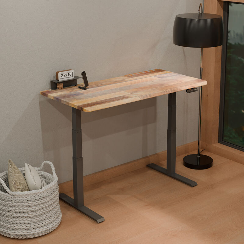 Vari Electric Standing Desk 60x30 with TechTrack in Reclaimed Wood/Slate finish, seller SKU 403214